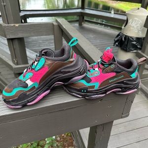 Balenciaga Triple S Sneakers White Mesh & Pink Leather Size 39